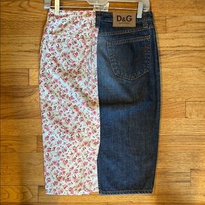 D&G Floral and Denim Skirt ITALY